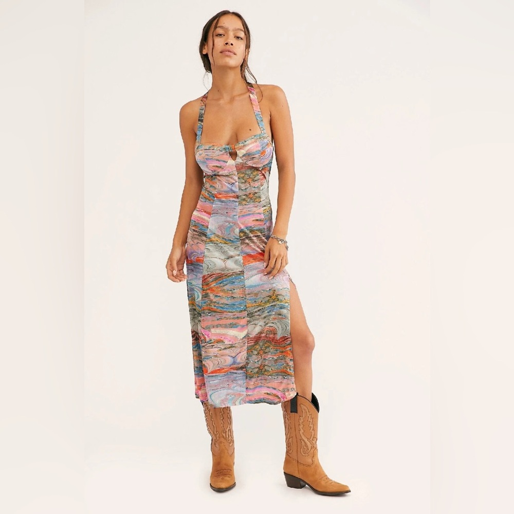 Free People Jade Marbled Midi Dress XS new with tags